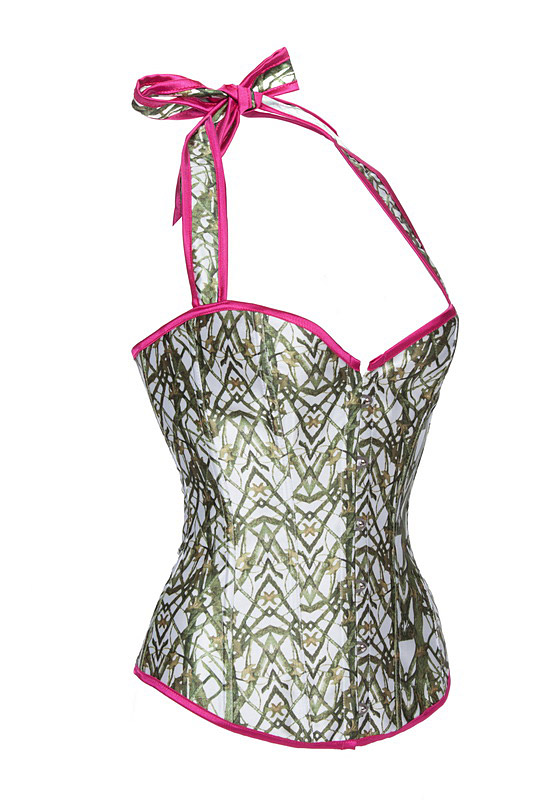 Boned Halter Corset Green