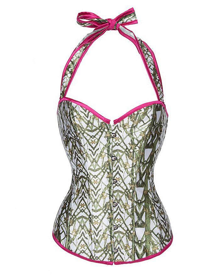 Boned Halter Corset Green