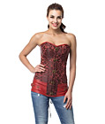 Red Jacquard Long Line Corset