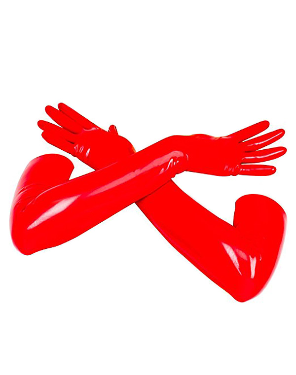 Wetlook PU Leather Long Gloves Red