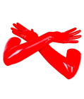 Wetlook PU Leather Long Gloves Red