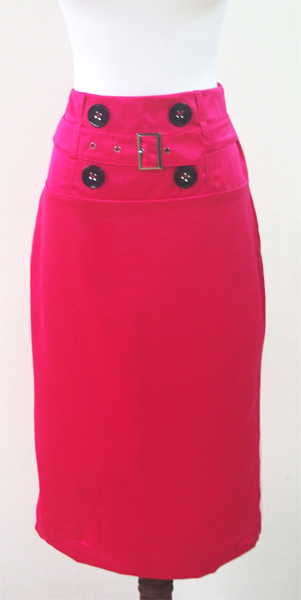 Satin Pencil Skirt RoseRed