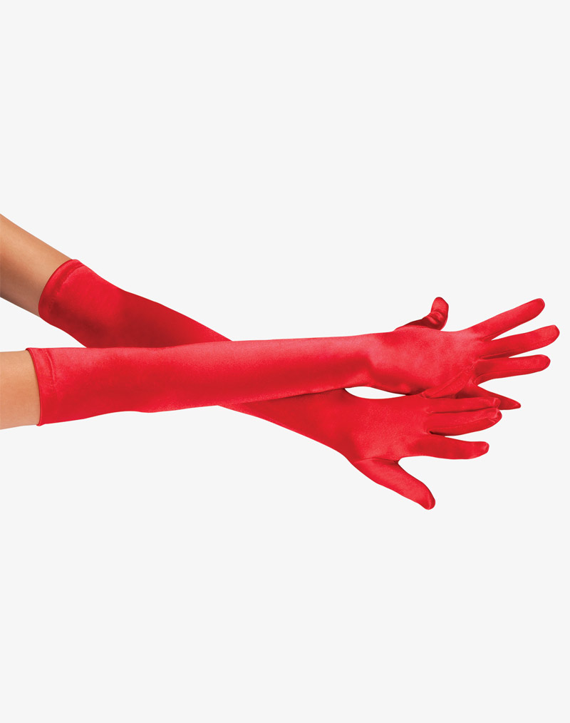 Satin Long Glove Red
