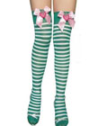 Opaque Striped Thigh High with Bow