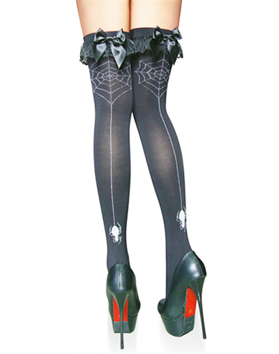 Spider Web Backseam Thigh Highs