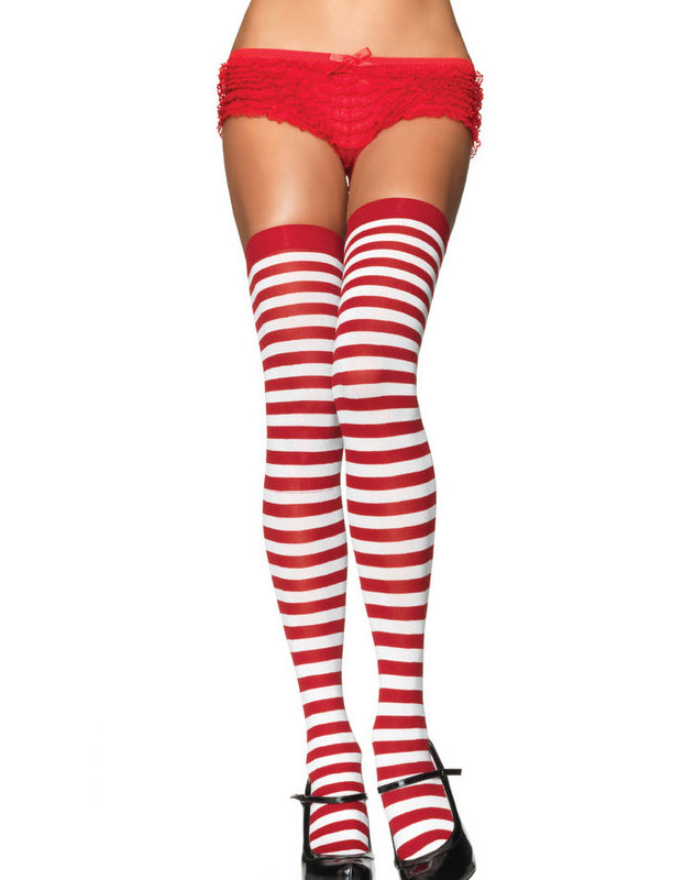 Striped Thigh Highs Red