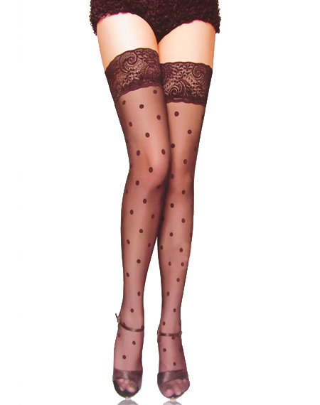 Polka Dot Stocking With Lace Top