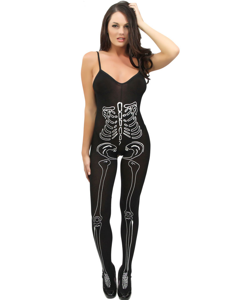 Crotchless Skeleton Print Bodystocking