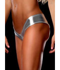 Metallic Micro Shorts Panty Thong Silver