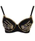 Metallic Phalange And Spikes Bra