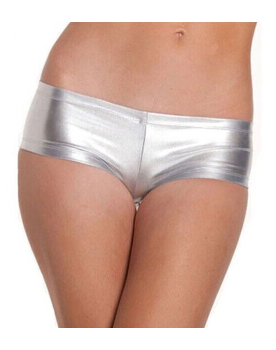 Metallic Booty Shorts Silver