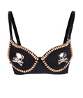 Golden Skull Studded Bra Black