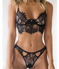 Black Lace & Mesh Bra Top Sets