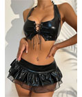 Wetlook Bra and Skirt Set