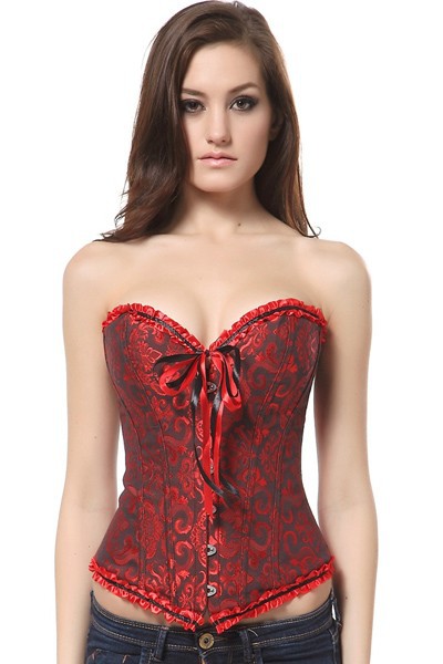 Gothic Brocade Corset Black&Red