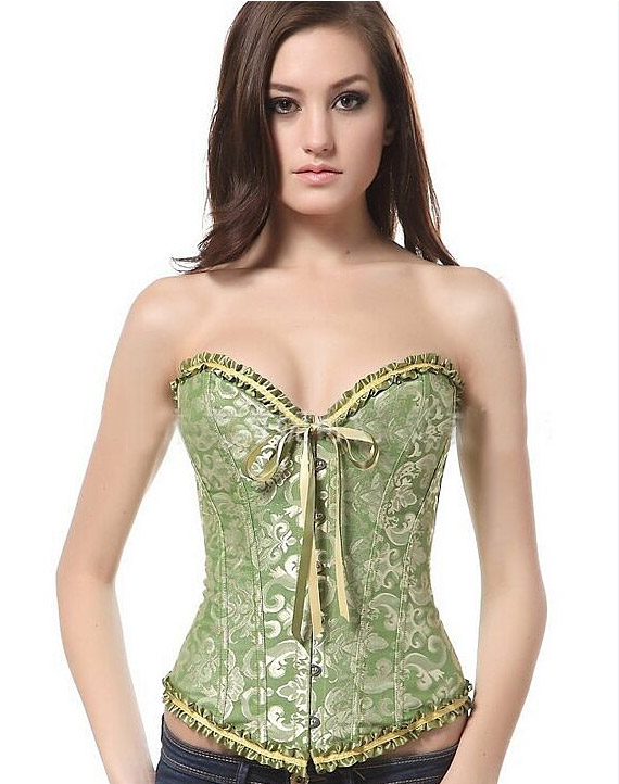 Gothic Brocade Corset Green