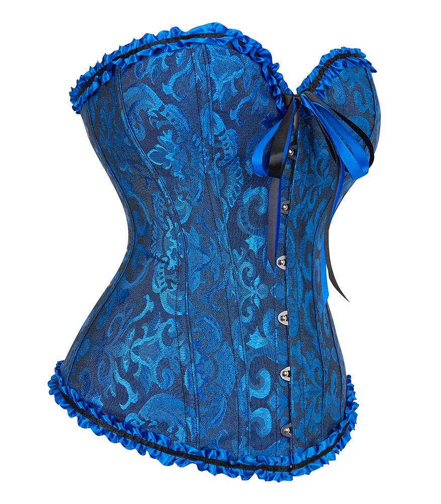 Gothic Brocade Corset Deep Blue