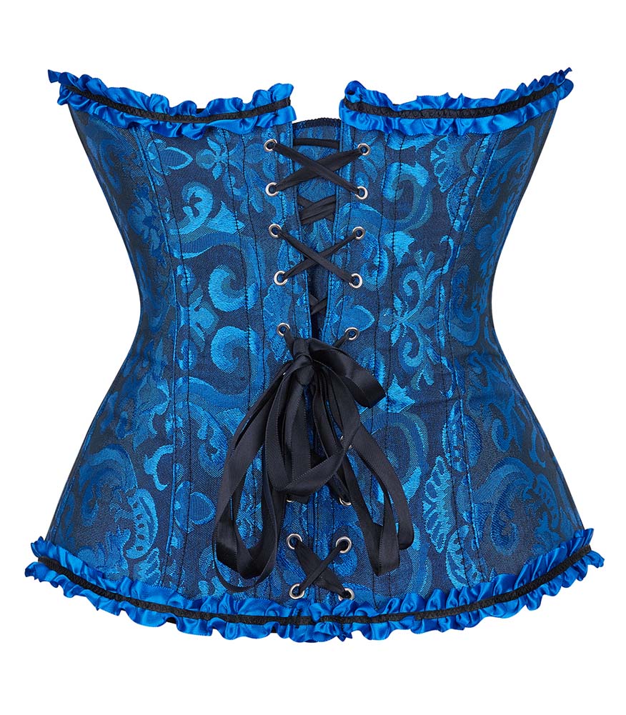 Gothic Brocade Corset Deep Blue