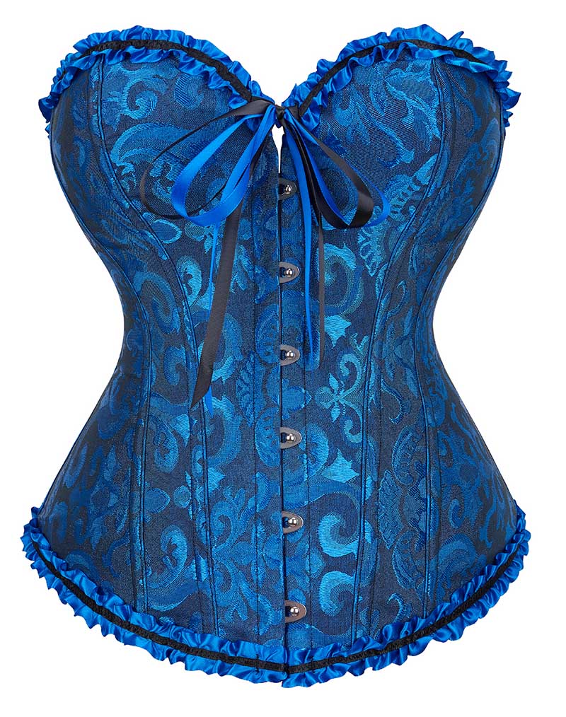 Gothic Brocade Corset Deep Blue