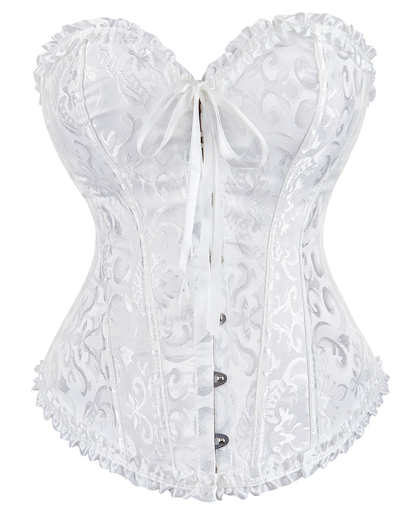 Gothic Brocade Corset White