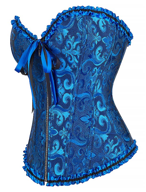 Gothic Brocade Corset Deep Blue