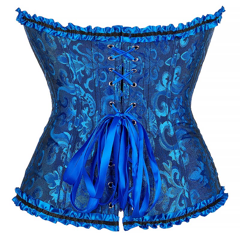 Gothic Brocade Corset Deep Blue