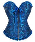 Gothic Brocade Corset Deep Blue