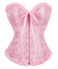 Gothic Brocade Corset Pink with Zipper Front