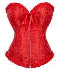 Gothic Brocade Corset Red With Zipper Front