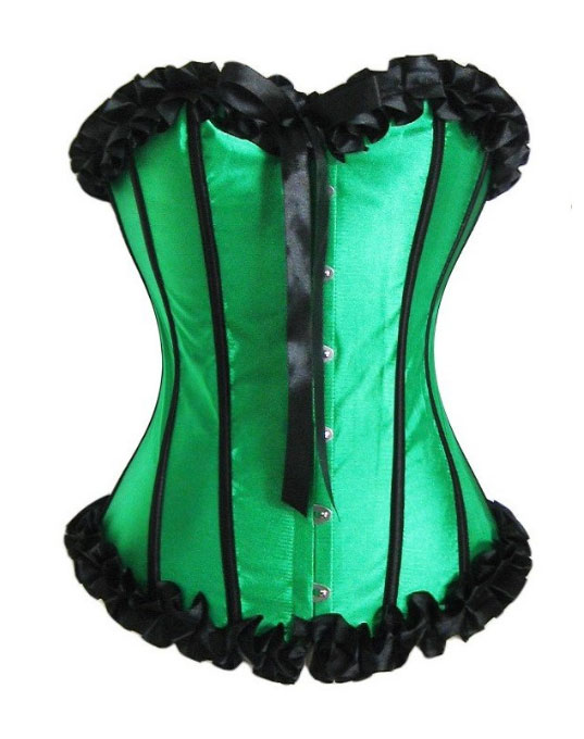 Green Corset With Black Trimmed