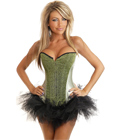 Sequin Burlesque Corset Green