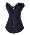 Gothic Brocade Diamond Embellish Corset Black