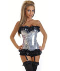 Sequin Burlesque Pin-Up Corset Silver