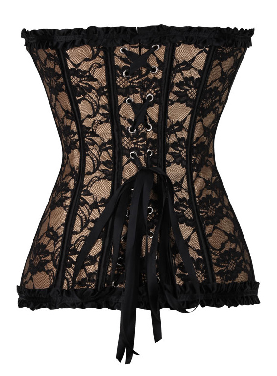 Lace Burlesque Corset Apricot