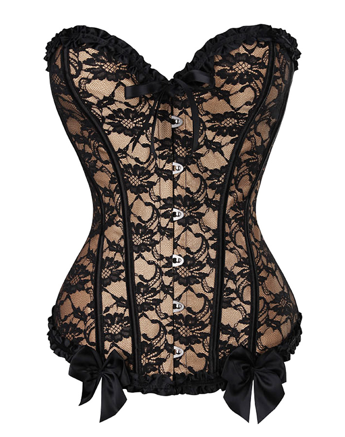 Lace Burlesque Corset Apricot