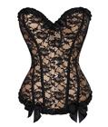 Lace Burlesque Corset Apricot