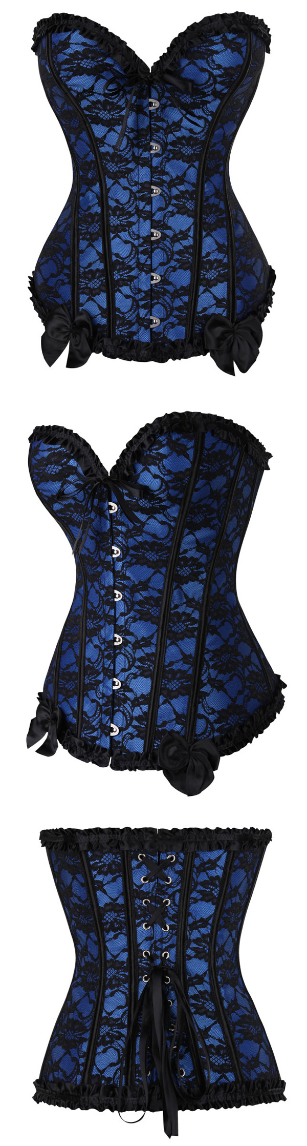 Lace Burlesque Corset Blue