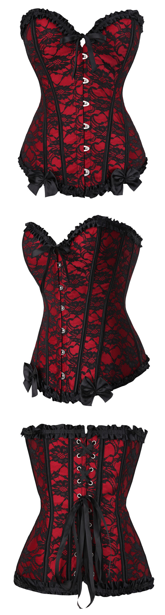 Lace Burlesque Corset Red