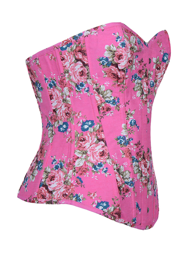 Floral Fantasy Denim Corset Pink