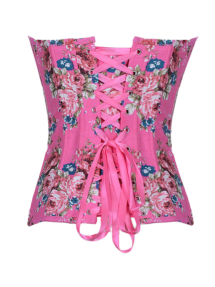 Floral Fantasy Denim Corset Pink