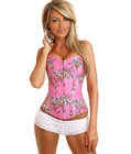 Floral Fantasy Denim Corset Pink