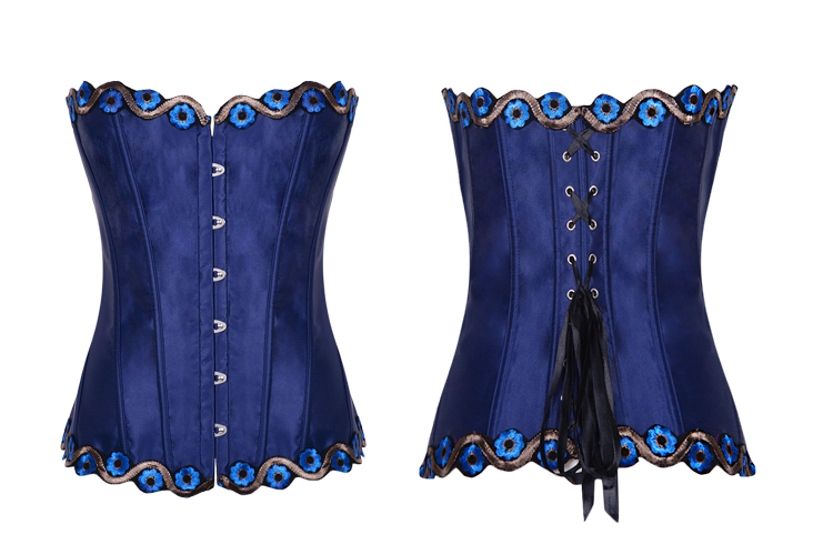 Beauty Floral Trimmed Corset Blue