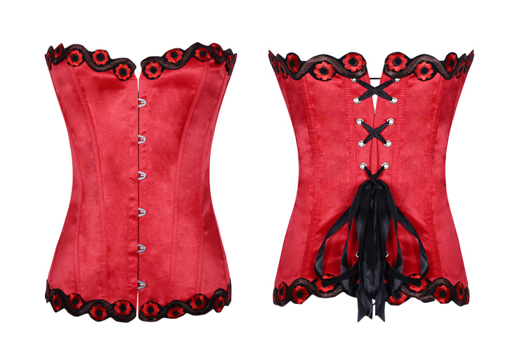 Beauty Floral Trimmed Corset Red