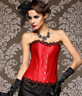 Beauty Floral Trimmed Corset Red