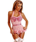 Sequin Halter Top Corset Pink