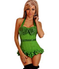 Sequin Halter Top Corset Green