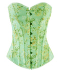 Floral Print Denim Corset Green