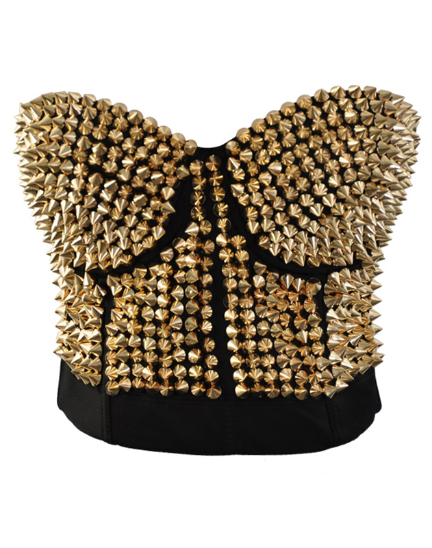 Studded Bustier Top Gold