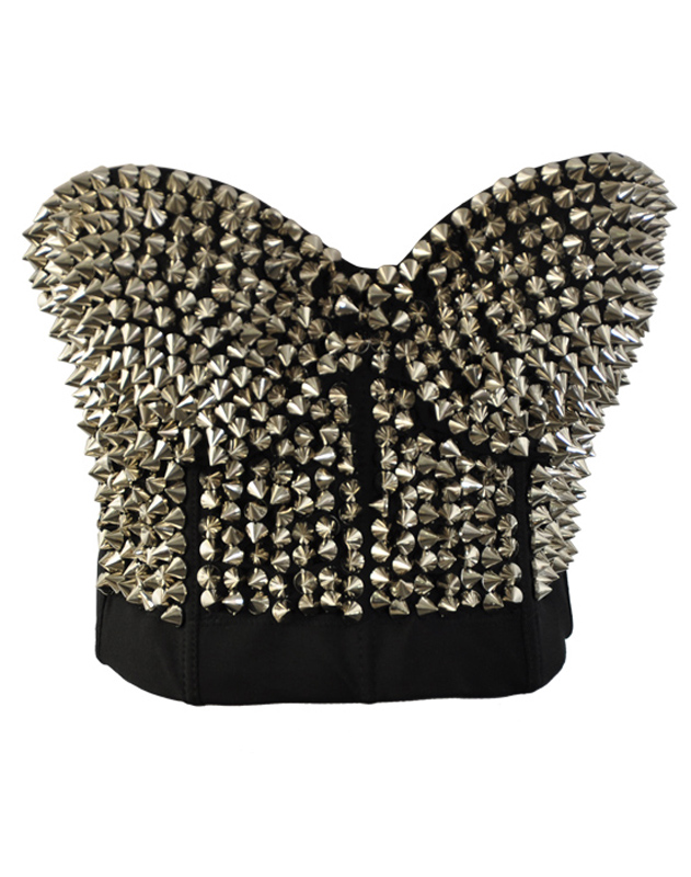 Studded Bustier Top Silver