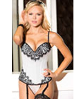 Satin and Eyelash Lace Corset White